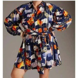 ANTHROPOLOGIE nautical TUNIC mini DRESS flag bright color PLUS 2X cruise NWT fun